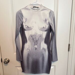 Gray and White Women's Dress